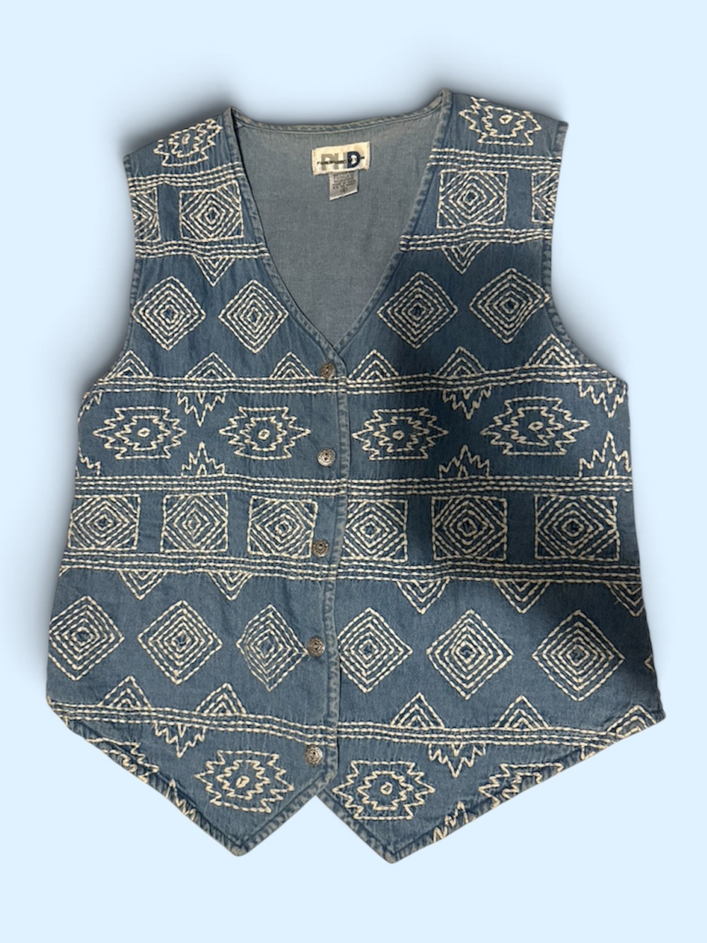 Paul harris design Womens Blue Patterned Button Vest size small